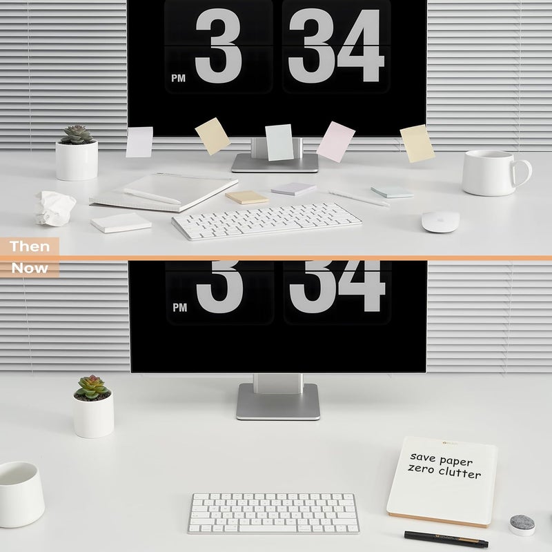 YEOUX Desktop Glass Whiteboard with Reversible Wood Stand, Small White Board, Mini Dry Erase Whiteboard Easel for Desk, Reusable Desk Notepad 9.5"x6.7" for Home, Office, Accessories Included, - Image 4